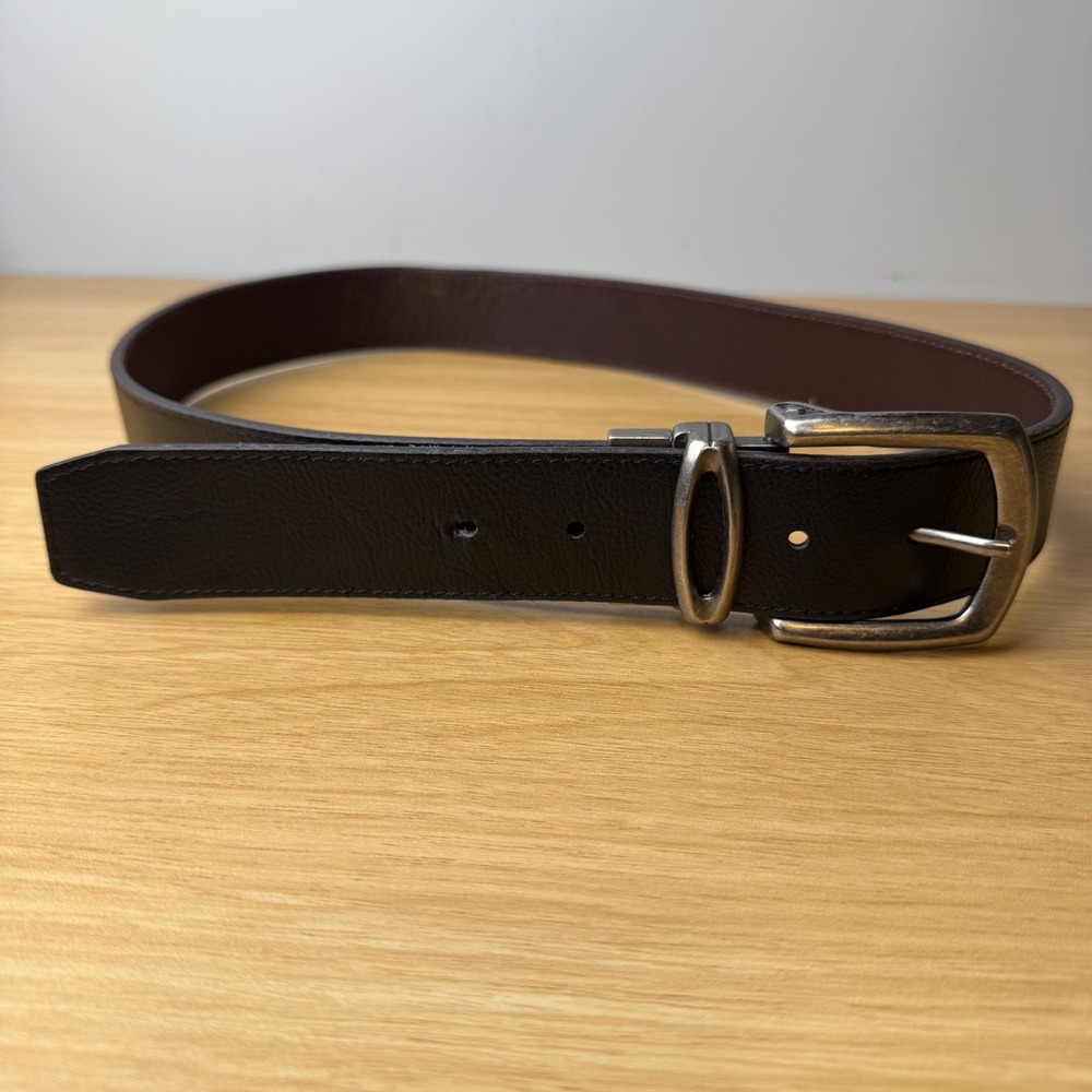 Mens Reversible Leather Belt 36 Swivel Buckle Gorpcore Capsule Wardrobe Timeless